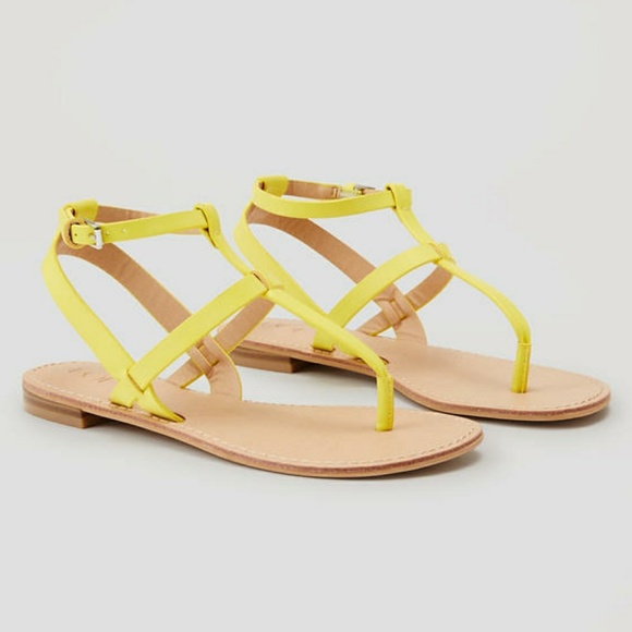 yellow strappy flat sandals